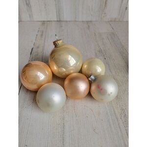 Blown glass AS IS white pink ball ornament Xmas set decor